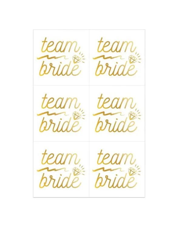 Team Bride Gold Foil Temporary Tattoos (6pk)
