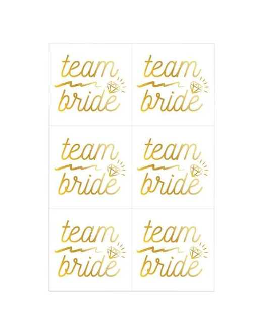 Team Bride Gold Foil Temporary Tattoos (6pk)