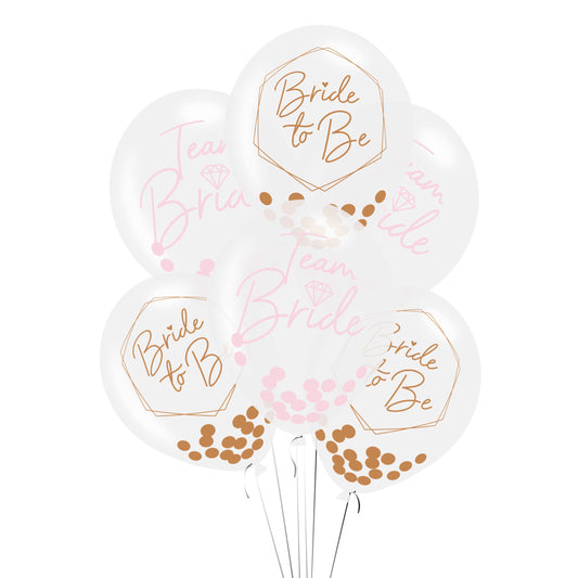Team Bride Confetti Balloons - 12" Latex (6pk)