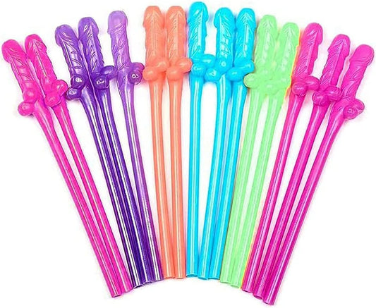 Neon Willy Sipper Straws - 18cm - Hen Party Accessories