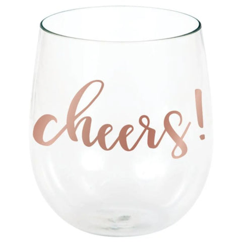 Cheers Stemless Plastic Wine Glass - 398ml