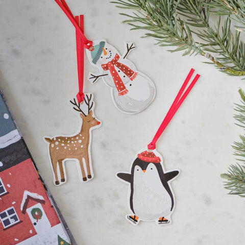Christmas Character Shaped Gift Tags & Ribbon (9pk)