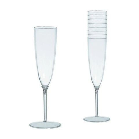 Clear Plastic Champagne Flutes - 142ml (8pk)