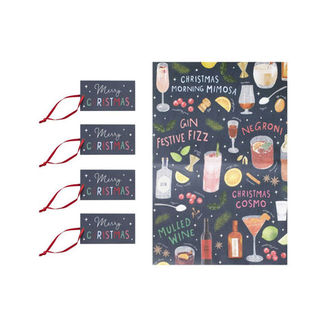 Cocktails Wrap, Tag and Ribbon Gift Wrap