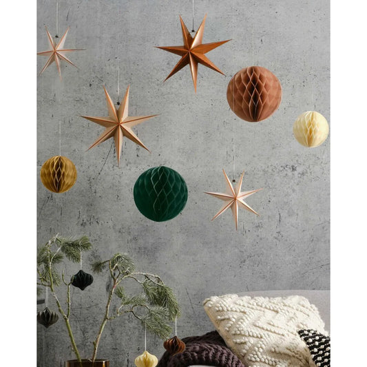 Cosy Copper Paper Star Hanging Decorations (8pk)