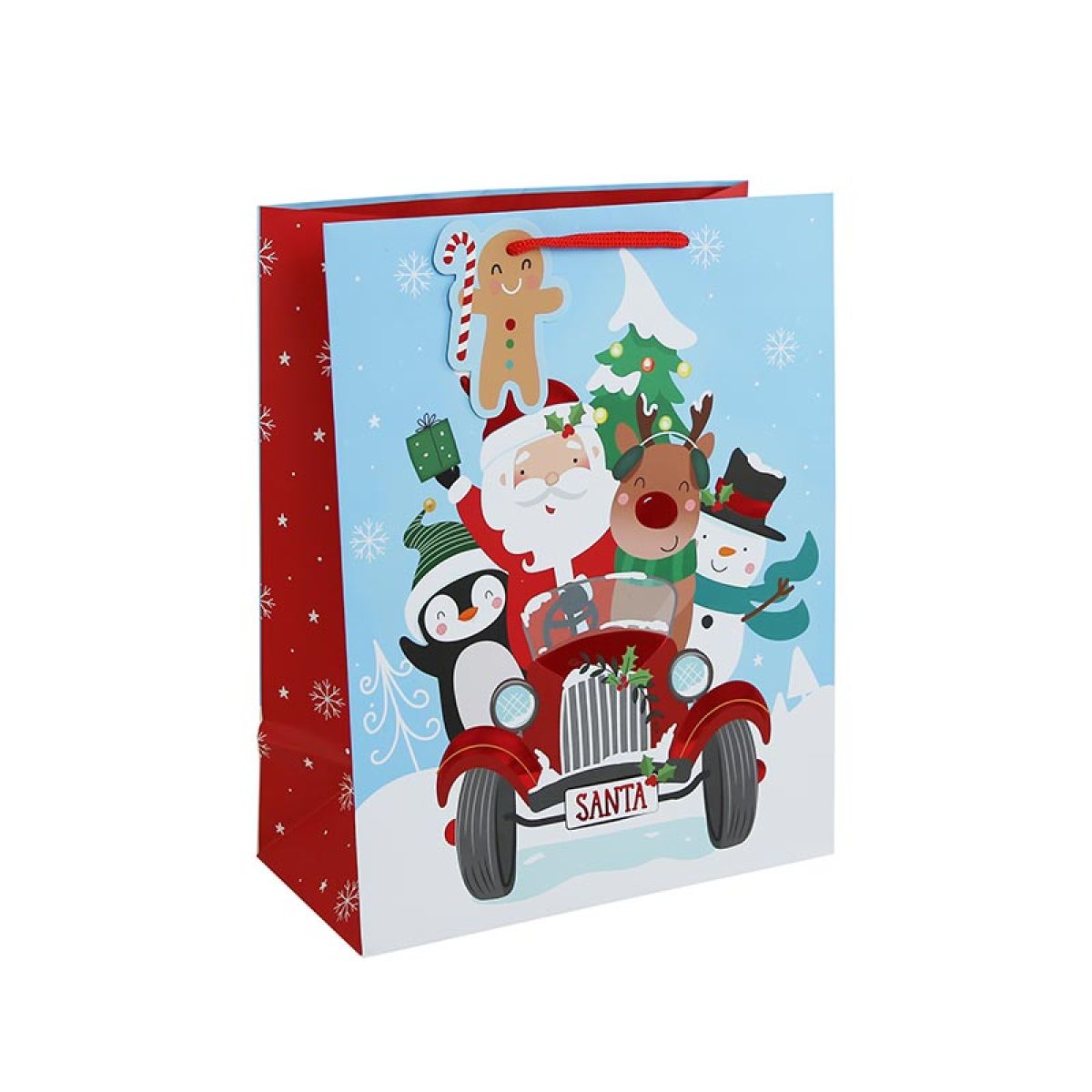 Cute Santa Car Large Gift Bag - 33cm x 26.5cm