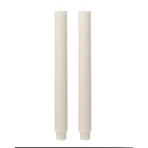 Ivory Ribbed Candles (2pk)