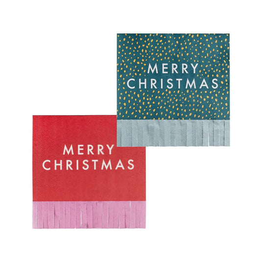 Multicoloured Merry Christmas Paper Napkins (16pk)