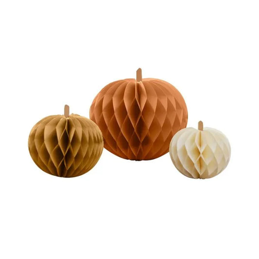 Paper Pumpkin Honeycomb Decorations (3pk)