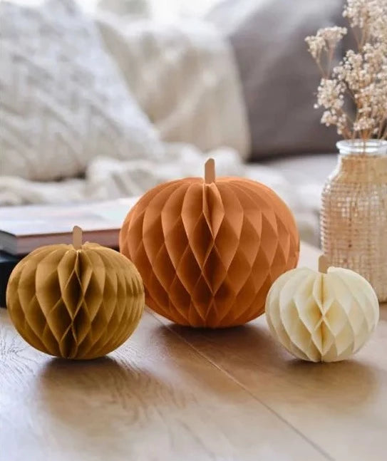 Paper Pumpkin Honeycomb Decorations (3pk)