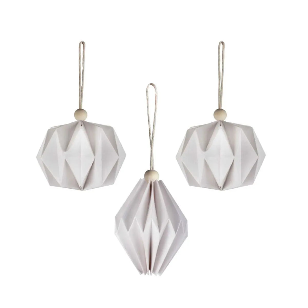 Paper Shaped Tree Decorations With Bead (3pk)
