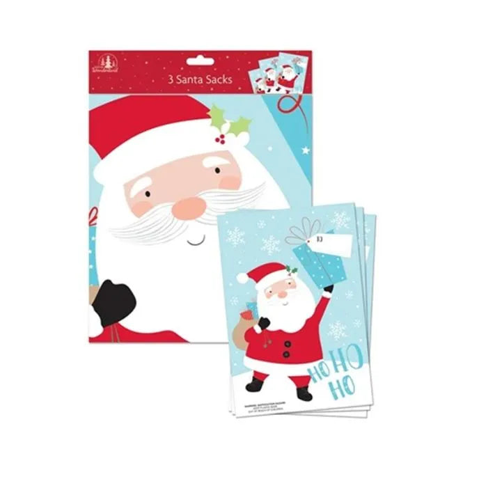 Plastic Santa Sacks (3pk)