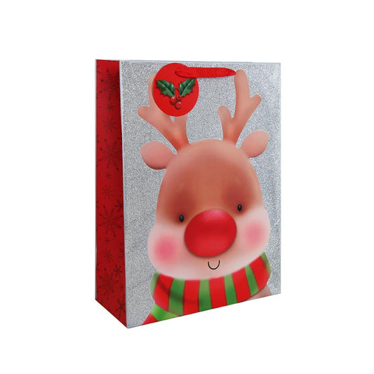 Rudolph Glitter Extra Large Gift Bag - 45.5cm x 33cm