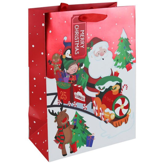 Santa Train Extra Large Gift Bag - 45.5cm x 33cm