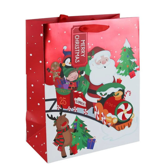 Santa Train Large Gift Bag - 33cm x 26.5cm