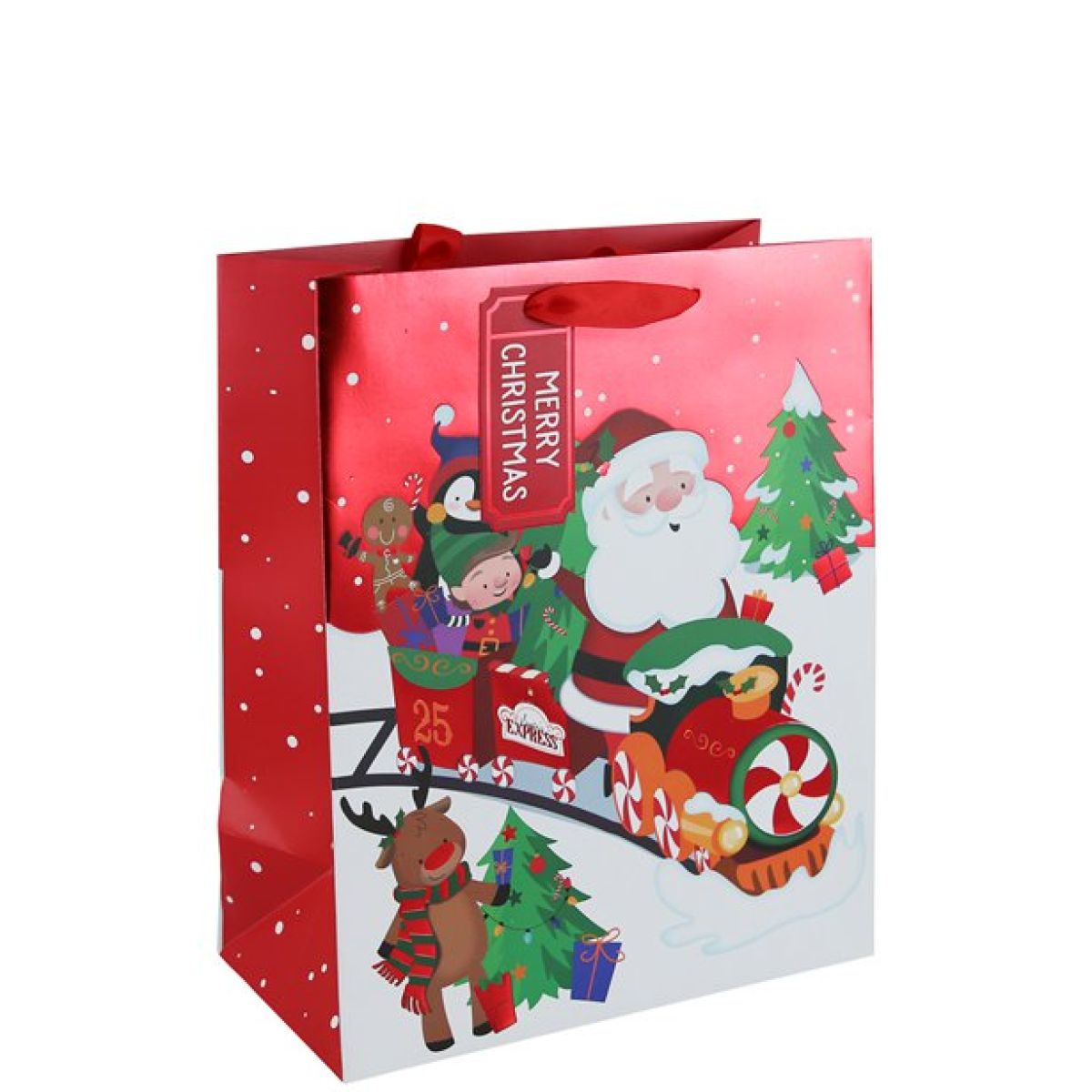 Santa Train Medium Gift Bag - 25.5cm x 21.5cm