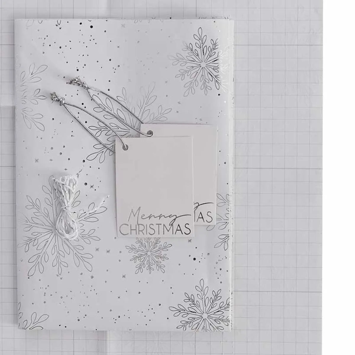 Silver Foiled Snowflake Christmas Wrapping Paper Kit