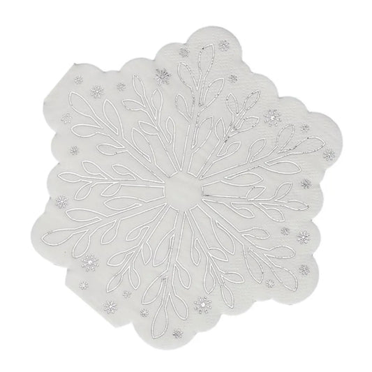Silver Foiled Snowflake Shaped Paper Napkins (16pk)