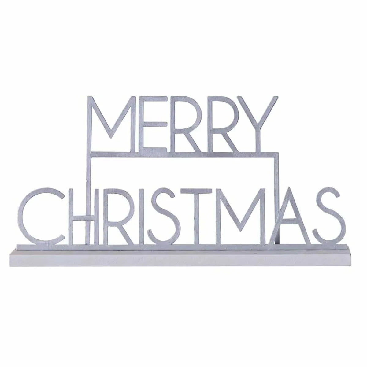 Silver Metal Merry Christmas Sign - 24cm x 38cm