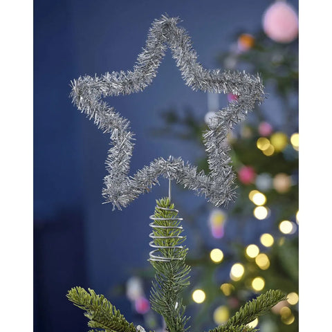 Silver Tinsel Tree Topper