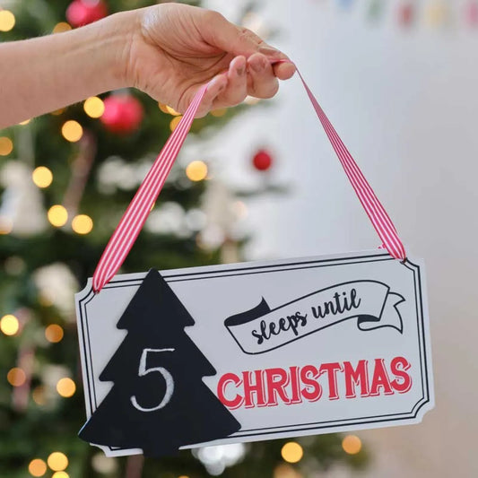 Sleeps Until Christmas Wooden Sign - 21.5cm
