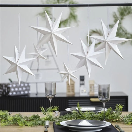 White Paper Hanging Stars (6pk)