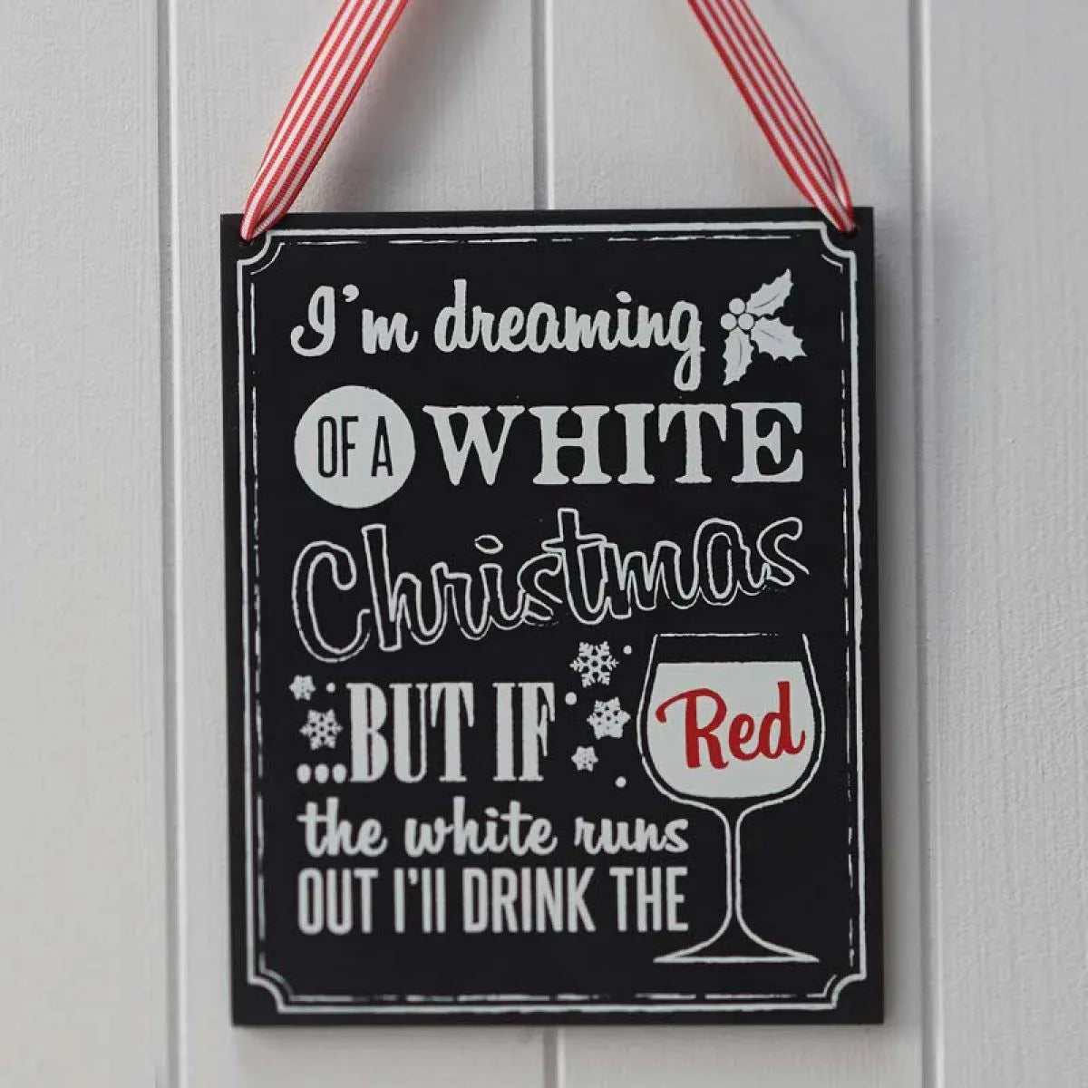 Wooden Chalkboard Christmas Wine Sign - 21.5cm