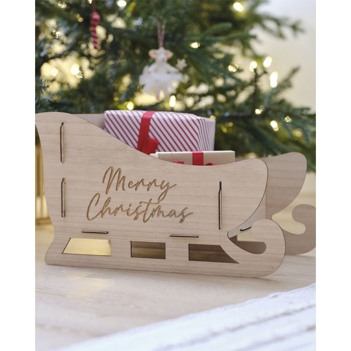 Wooden Sleigh Present Holder