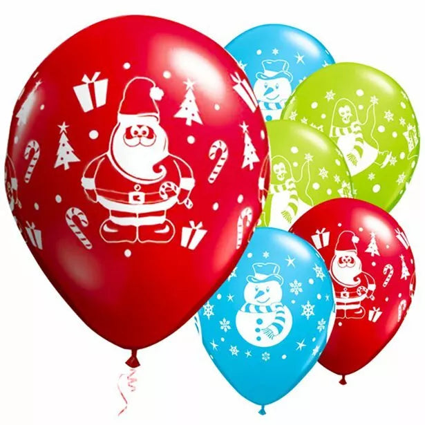 Christmas Snowman, Penguin & Santa Festive Balloons - 11" Latex