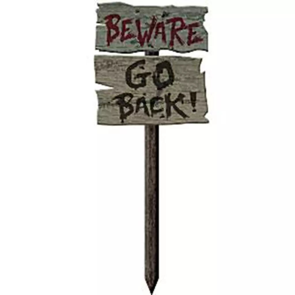 Haunted House 'Beware! Go Back!' Sign - 54cm