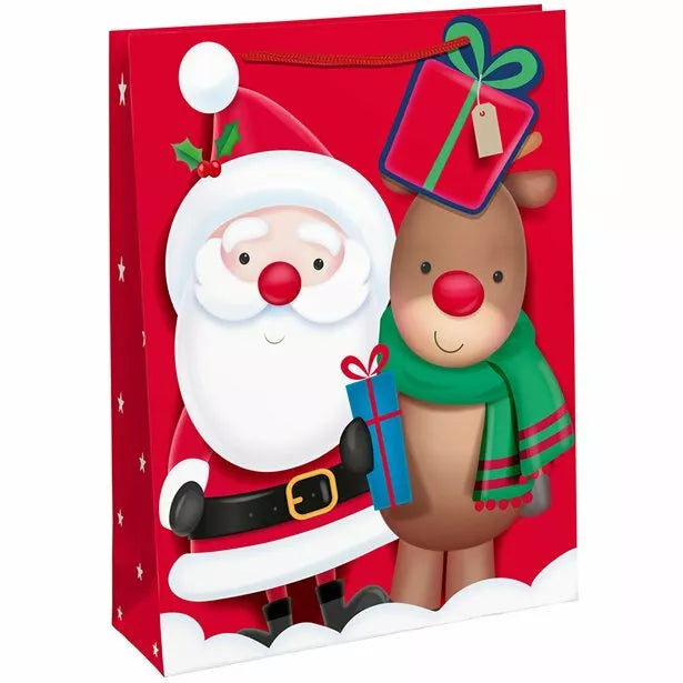 Santa and Rudolf Gift Bag - Large