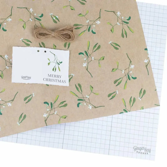 Mistletoe Wrapping Paper Kit with Ribbon & Tags