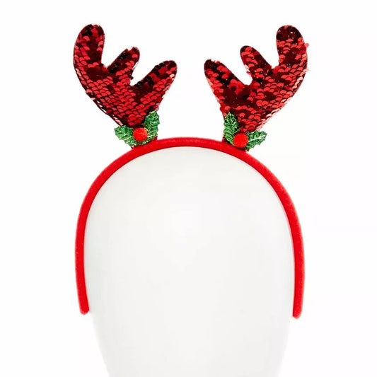 Red Sequin Reindeer Headband