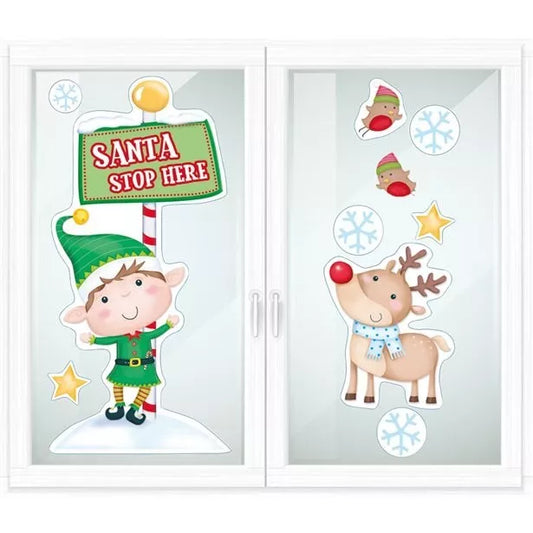 Santa Stop Here Window Stickers - 43cm