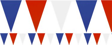 Red, White & Blue Solid Colour Extra Long Plastic Bunting - 36m