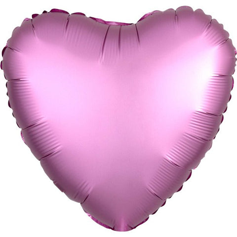 Flamingo Satin Luxe Heart Foil Balloon - 18"