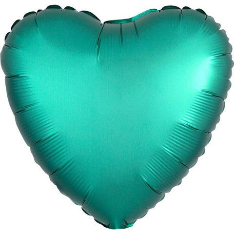 Jade Satin Luxe Heart Foil Balloon - 18"