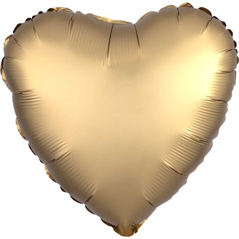 Gold Sateen Satin Luxe Heart Foil Balloon - 18"