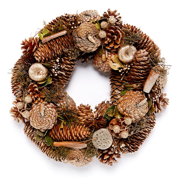 Woodland Gold Glitter Wreath - 29.5cm