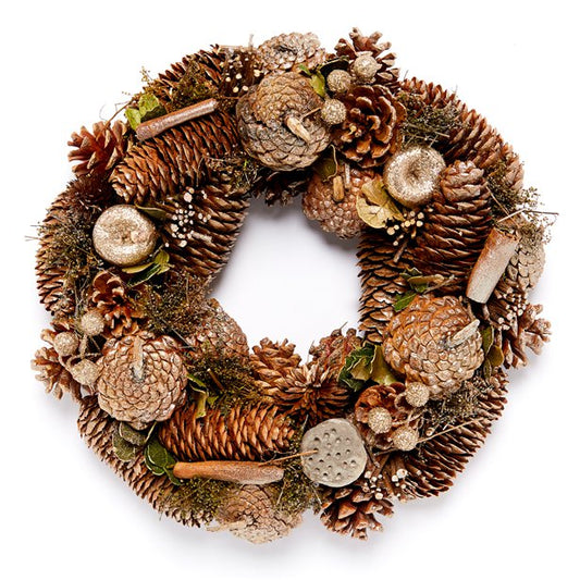 Woodland Gold Glitter Wreath - 29.5cm