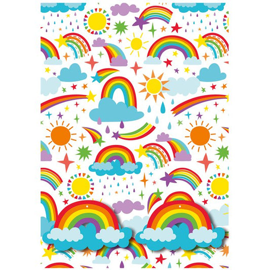 Rainbow Wrapping Paper - 2 Sheets (50cm x 70cm) with Tags