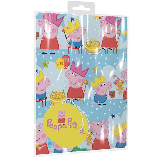 Peppa Pig Wrapping Paper - 2 Sheets (50cm x 70cm) with Tags