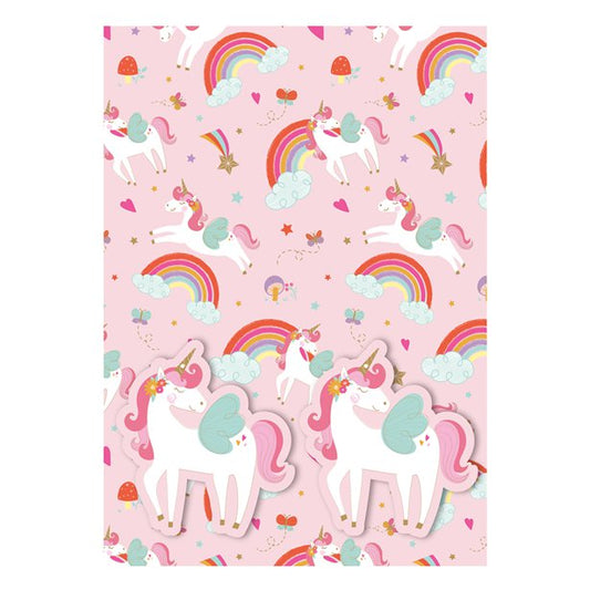 Unicorn Wrapping Paper - 2 Sheets (50cm x 70cm) with Tags
