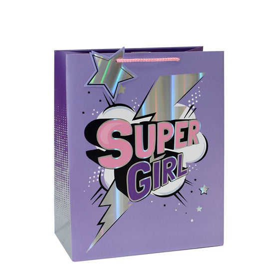 Super Girl Medium Gift Bag - 25cm x 21.5cm