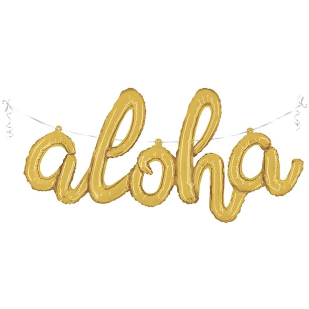 Gold Aloha Script Airfill Balloon - 45" Foil