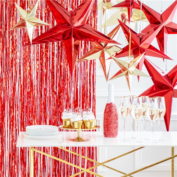 Red Paper Star Hanging Decoration - 30cm