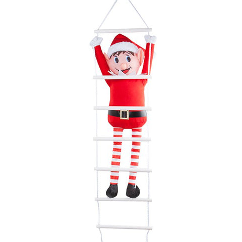 Naughty Elf On Ladder Outdoor Christmas Decoration - 80cm