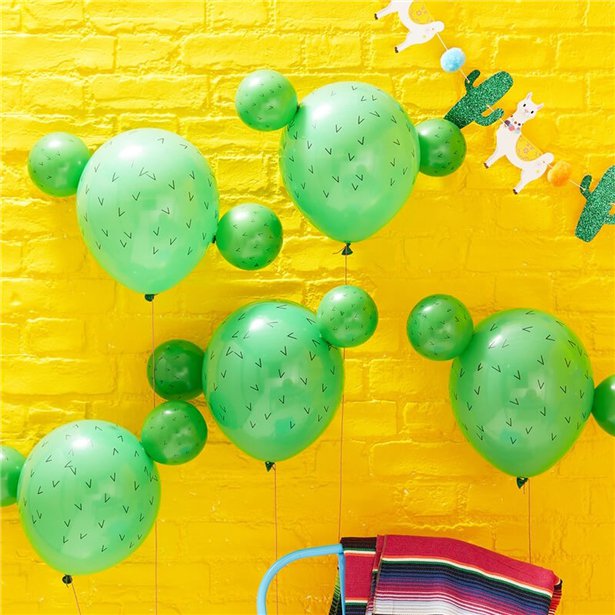 Fiesta Cactus Balloons - 12" & 5" Latex Balloons