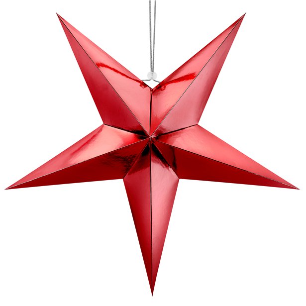 Red Paper Star Hanging Decoration - 70cm