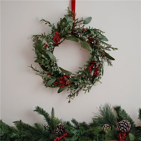 Wreath - Foliage and Berries - Green and Red